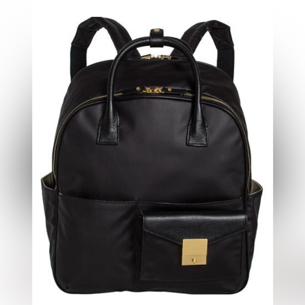 India Hicks Convertible Black Backpack/Handbag/Tablet Storage w/ Gold Accents